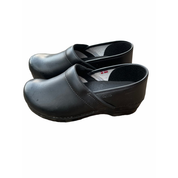 SANITA AUBREY BLACK DANISH CLOGS - Picture 1 of 6